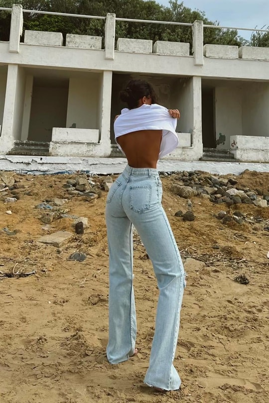 Crop Kesim Distressed Highwaist Jean Buz Mavi