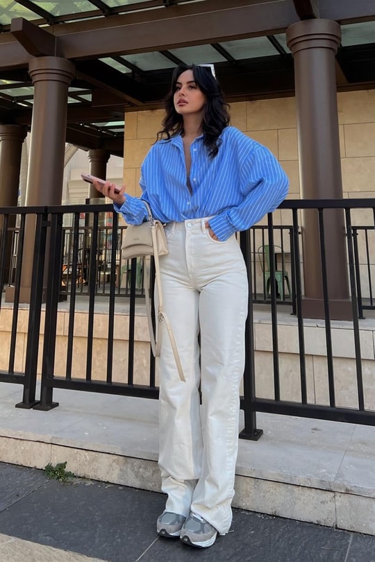 Crop Kesim Yüksek Bel Jean Krem
