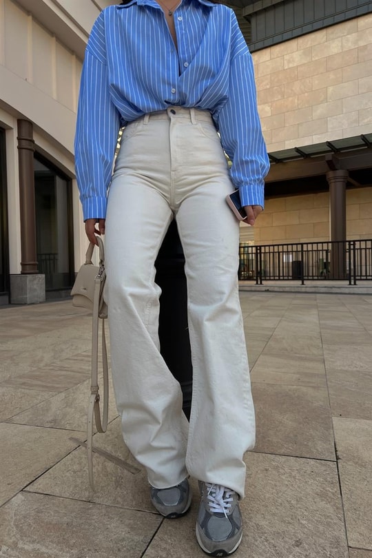 Crop Kesim Yüksek Bel Jean Krem
