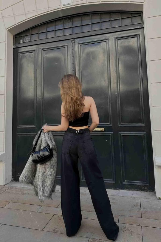 Dikiş Detay Rock Jean Siyah