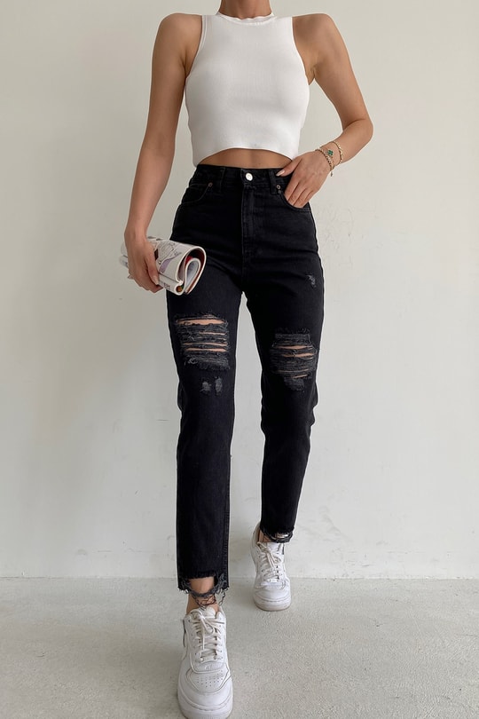 Distressed Cool Mom Jean Füme