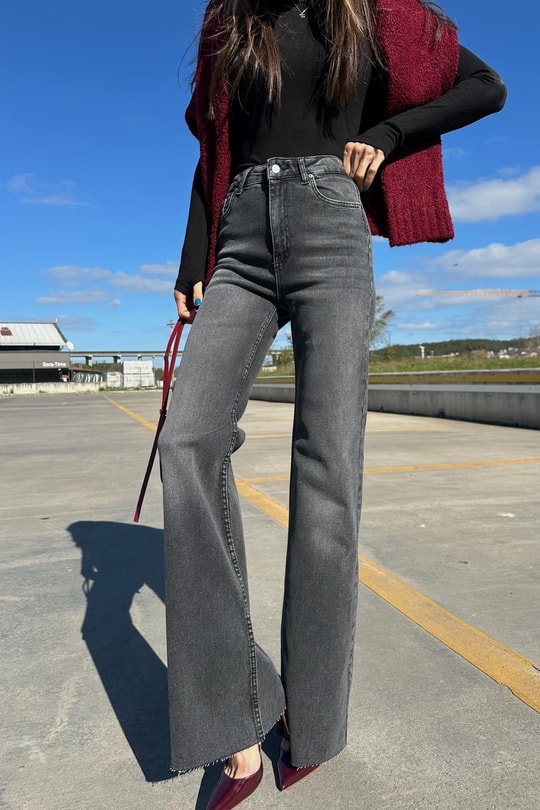 Double Paça Jean Siyah