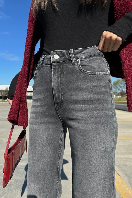 Double Paça Jean Siyah