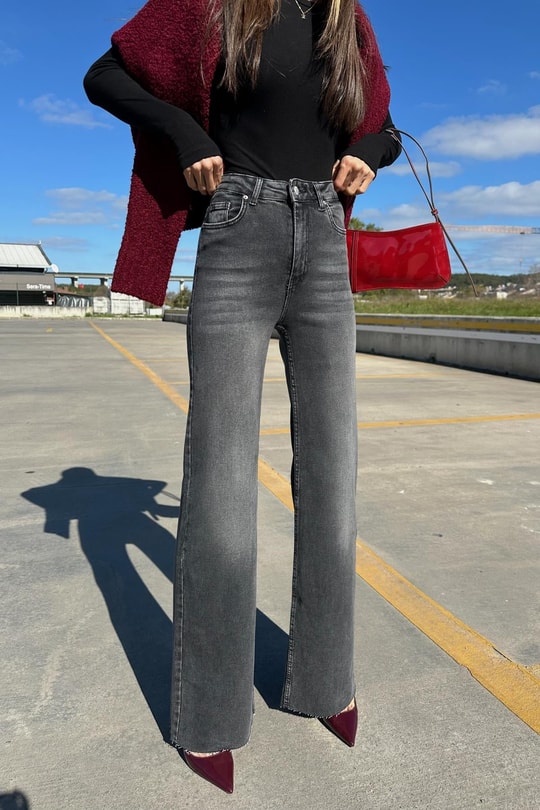 Double Paça Jean Siyah