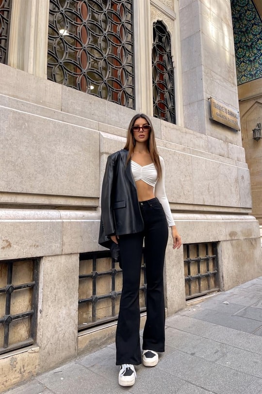 Ekstra Yüksek Bel İspanyol Jean Siyah