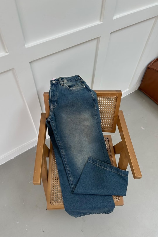 Eskitme Yıkamalı Jean Pantolon Koyu Mavi
