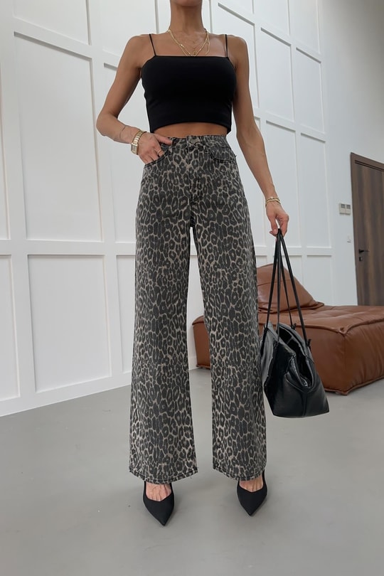 Leopar Desen Jean Pantolon LEOPAR DESEN