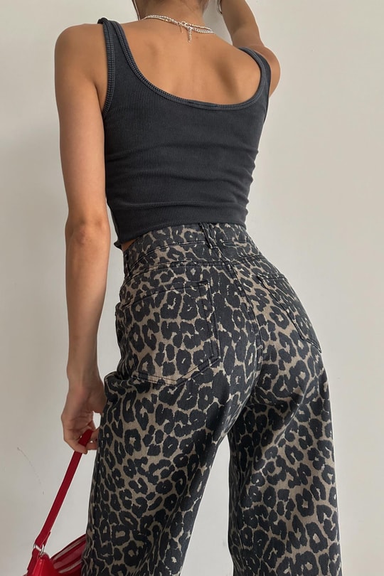 Leopar Desenli Palazzo Jean Siyah
