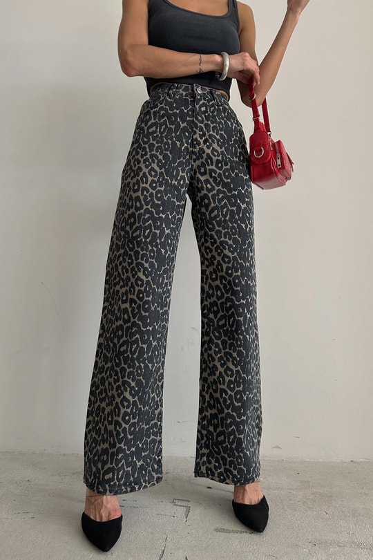 Leopar Desenli Palazzo Jean Siyah