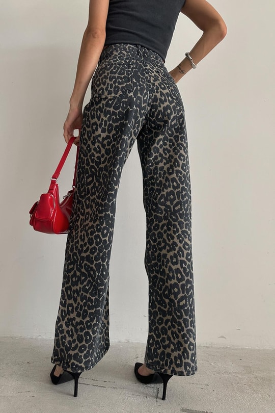 Leopar Desenli Palazzo Jean Siyah