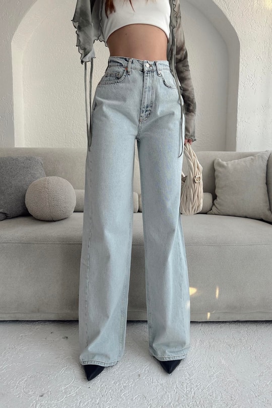 Line Baggy Jean Buz Mavi