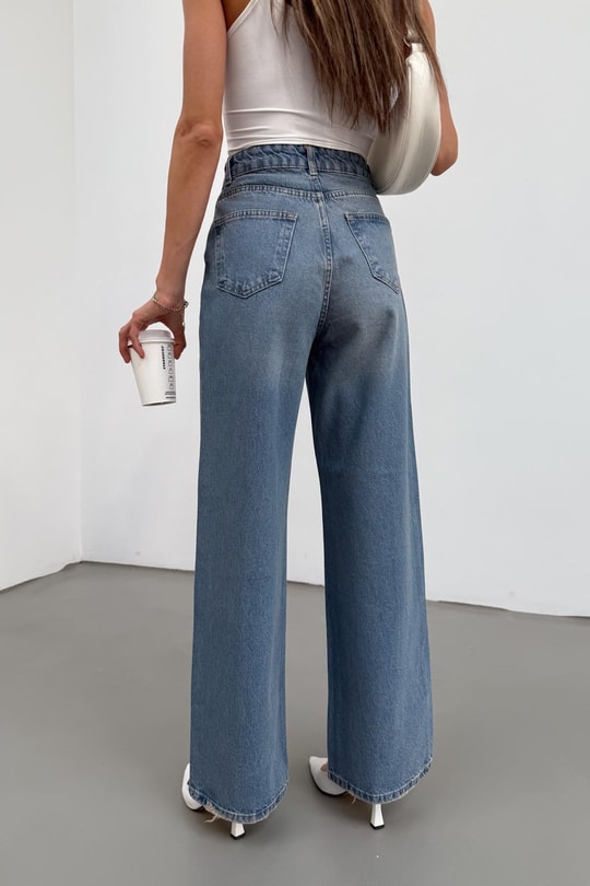 Pink Taşlı Jean Mavi