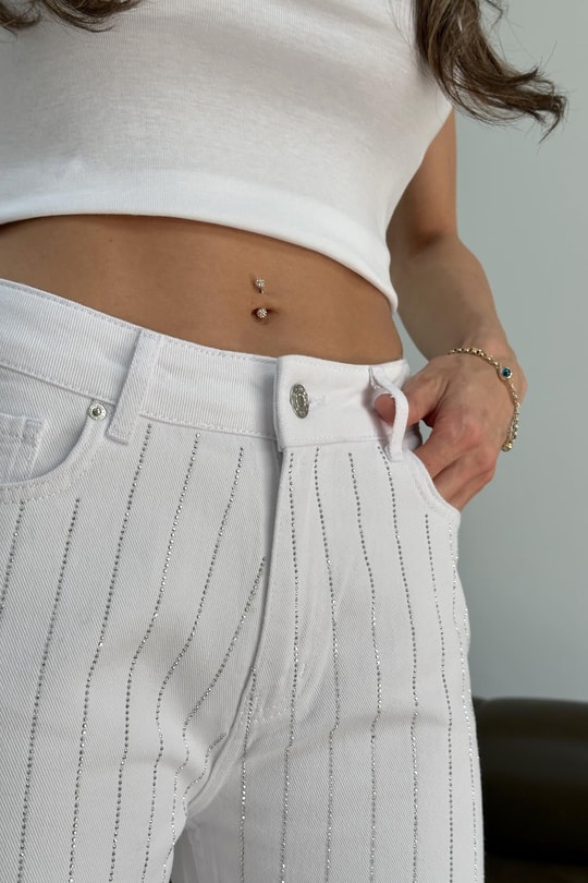 Premium Shine Jean Beyaz