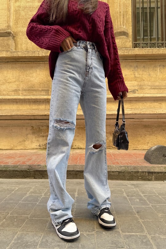 Split Jean Buz Mavi