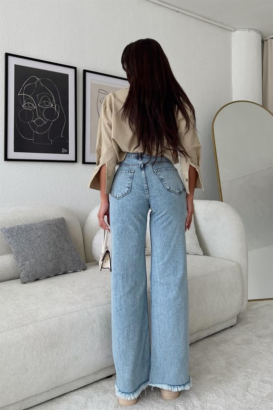 Wide Leg Highwaist Jean Buz Mavi
