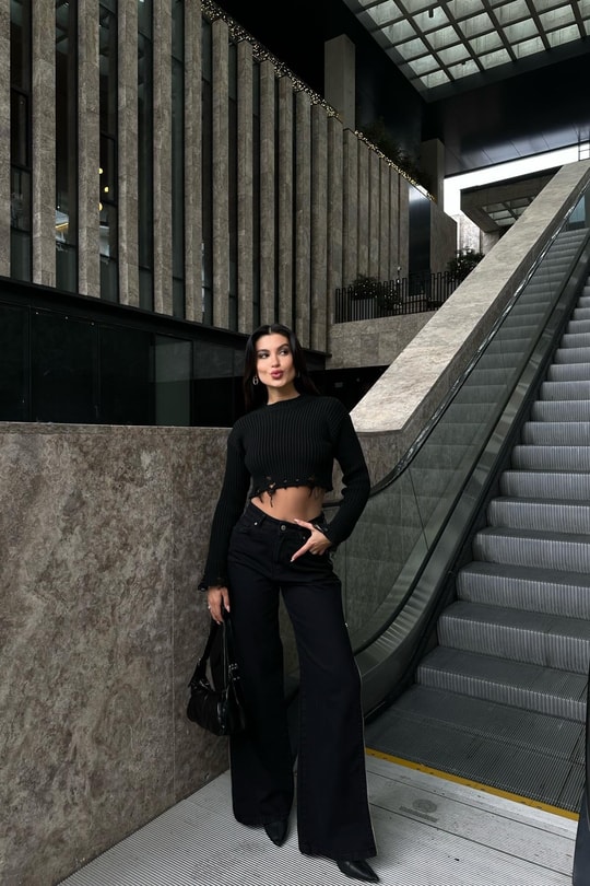 Yan Fermuarlı Premium Jean Siyah