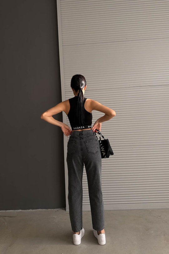 Yıkamalı Boyfriend Jean Füme