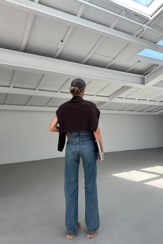 Yıkamalı Wide Leg Jean Mavi