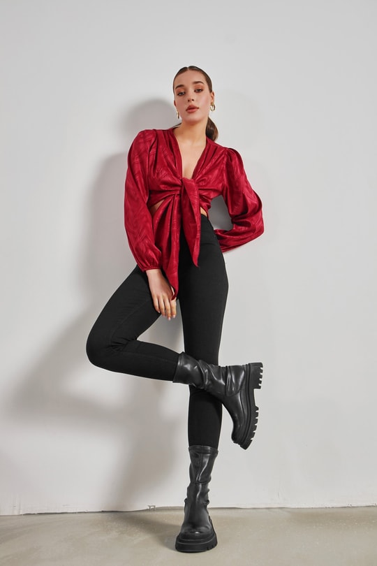 Yüksek Bek Skinny Jean Siyah