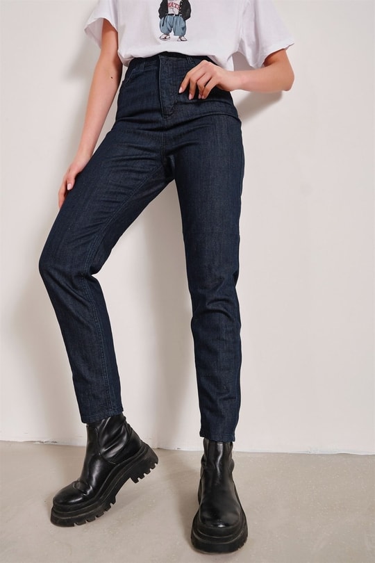 Yüksek Bel Skinny Jean Koyu Mavi