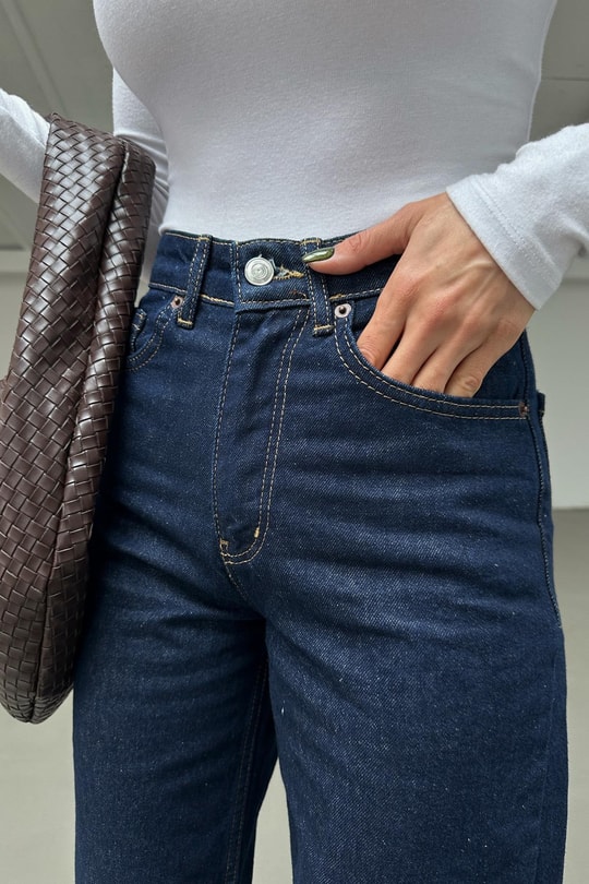 Yüksek Bel Straight Jean Lacivert