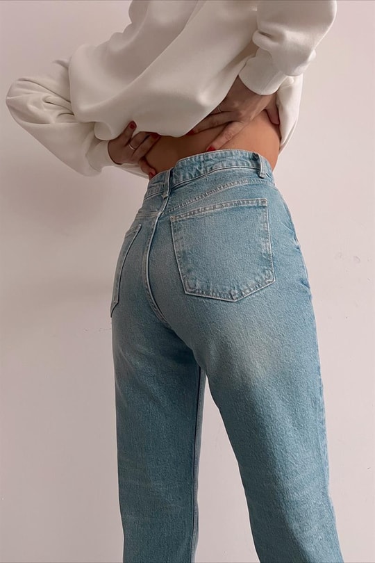 Yüksek Bel Trendy Mom Jean Mavi