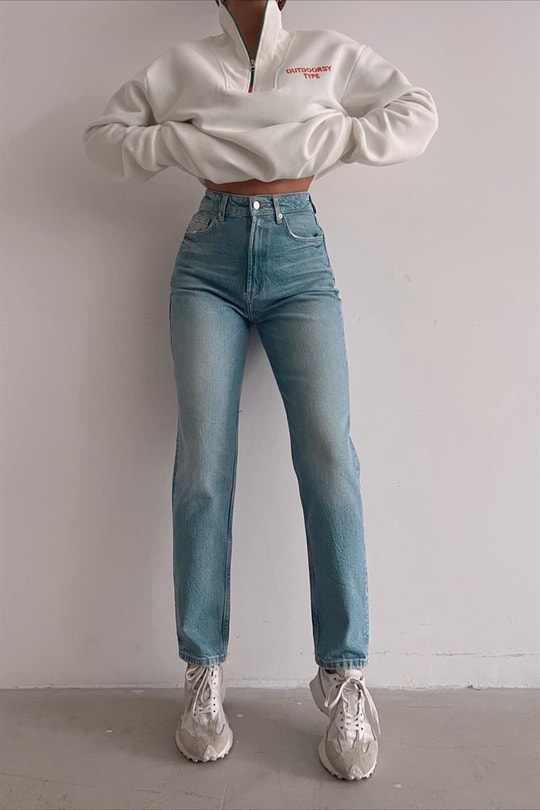 Yüksek Bel Trendy Mom Jean Mavi