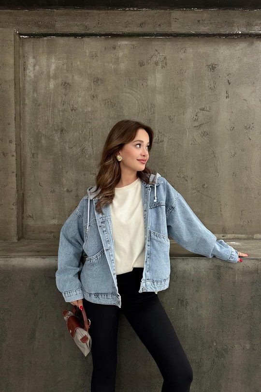 Kapüşonlu Denim Ceket Mavi