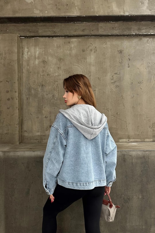 Kapüşonlu Denim Ceket Mavi