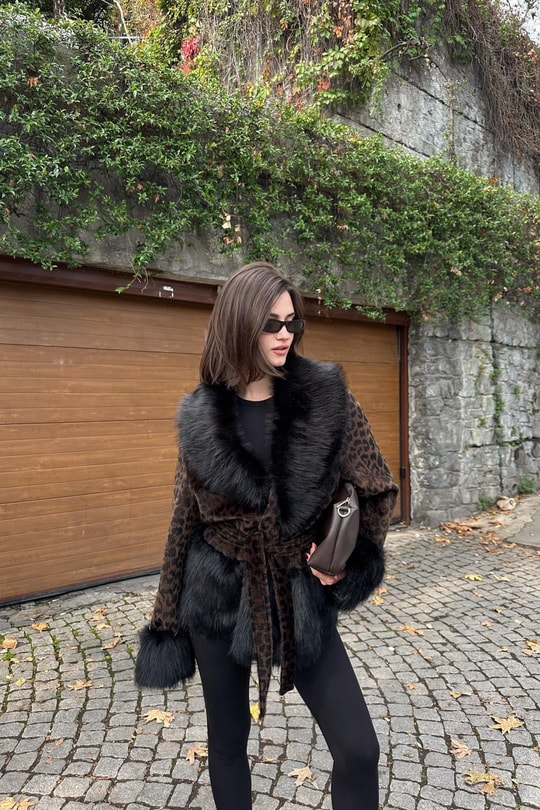 Kürklü Leopar Desenli Kaban LEOPAR DESEN