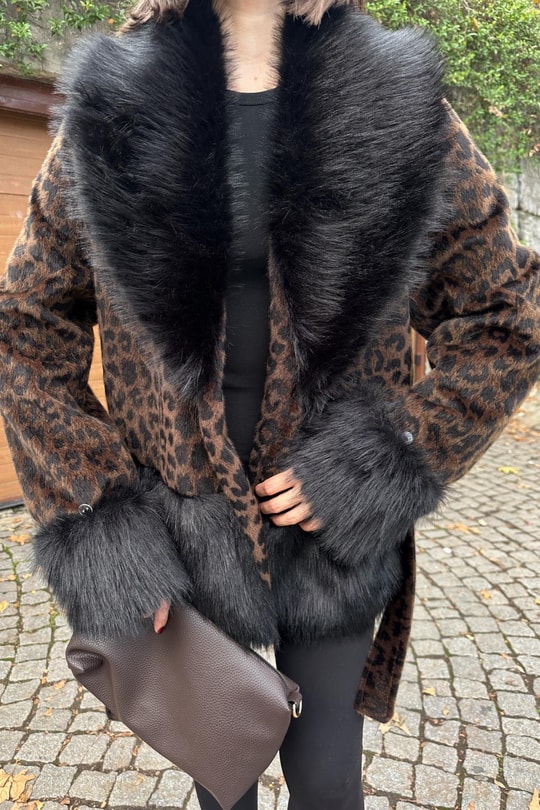 Kürklü Leopar Desenli Kaban LEOPAR DESEN