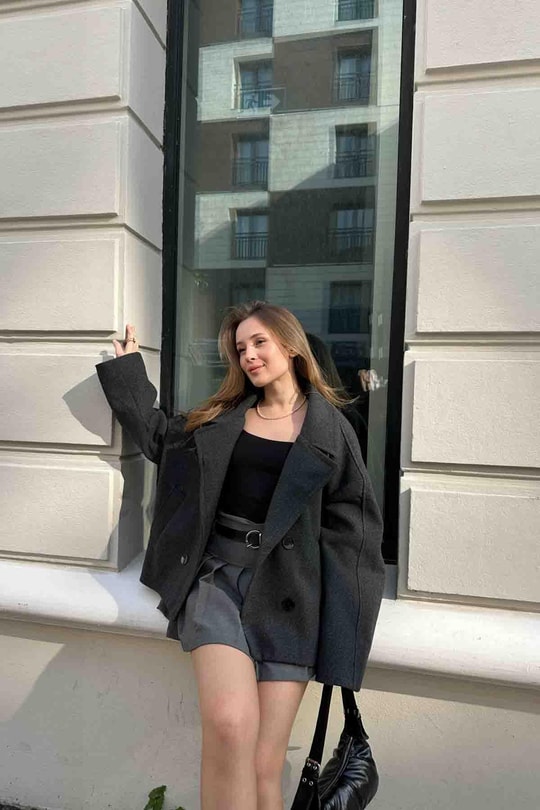 Oversize Kısa Kaban Antrasit