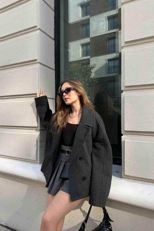 Oversize Kısa Kaban Antrasit