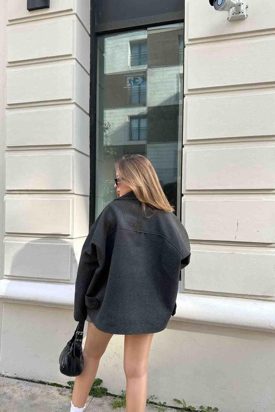 Oversize Kısa Kaban Antrasit