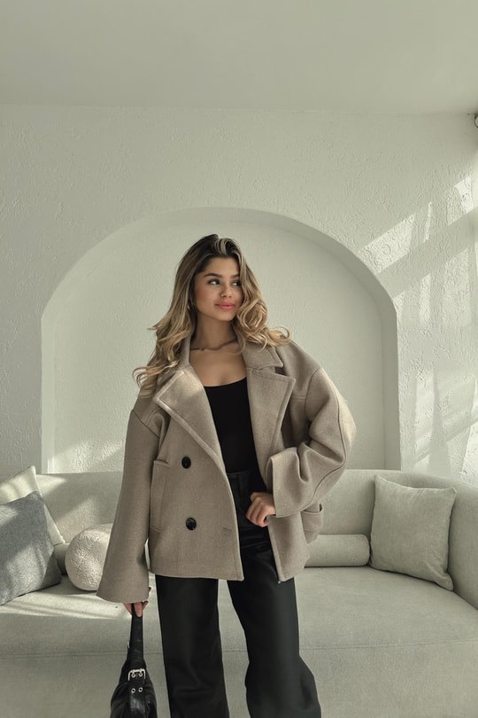 Oversize Kısa Kaban Vizon