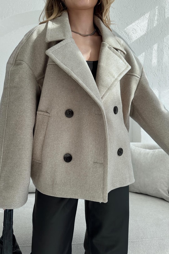Oversize Kısa Kaban Vizon