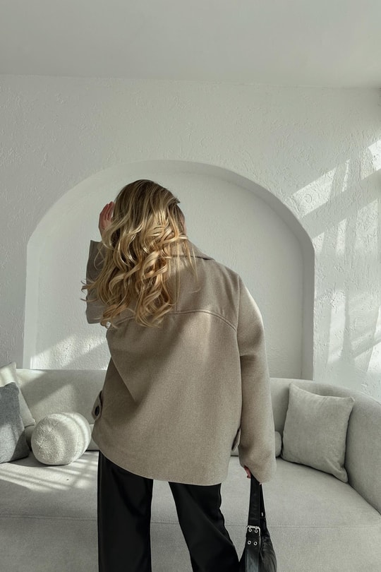 Oversize Kısa Kaban Vizon