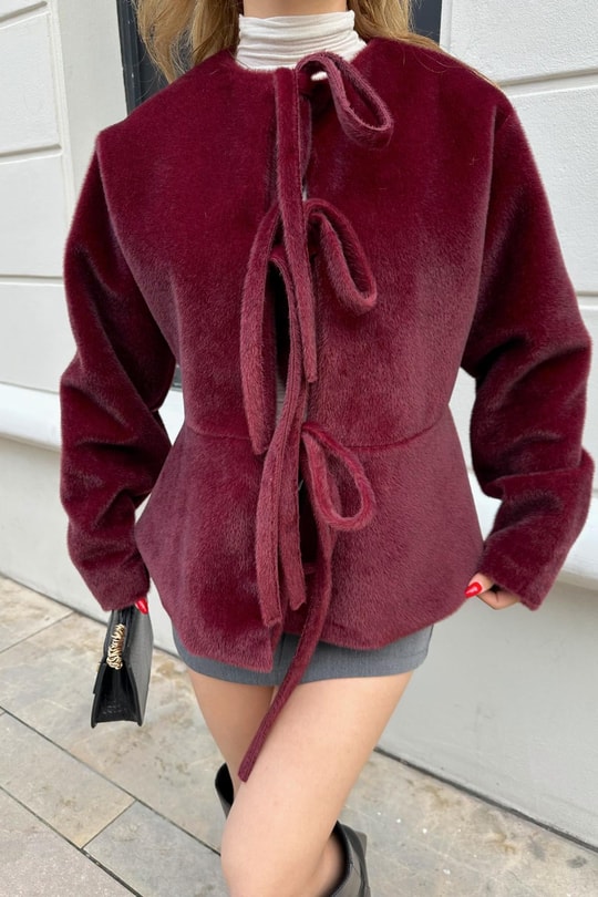 Pinterest Soft Kısa Kaban Bordo