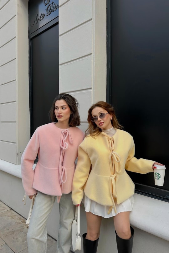 Pinterest Soft Kısa Kaban Pudra