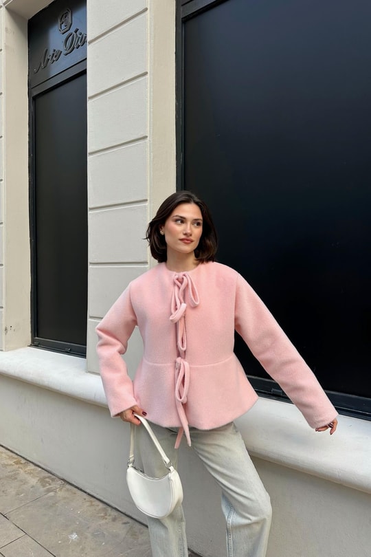 Pinterest Soft Kısa Kaban Pudra
