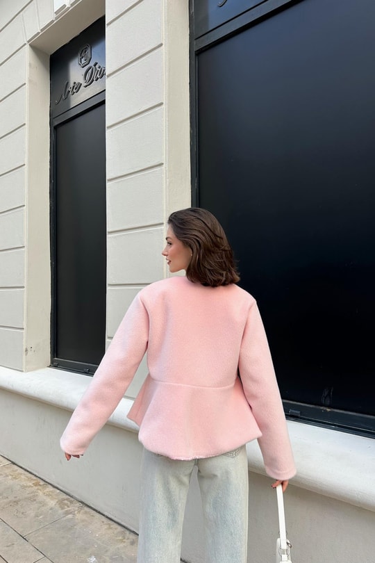 Pinterest Soft Kısa Kaban Pudra