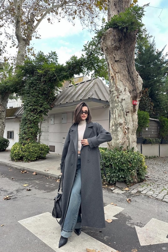 Premium Kaşe Kaban Antrasit