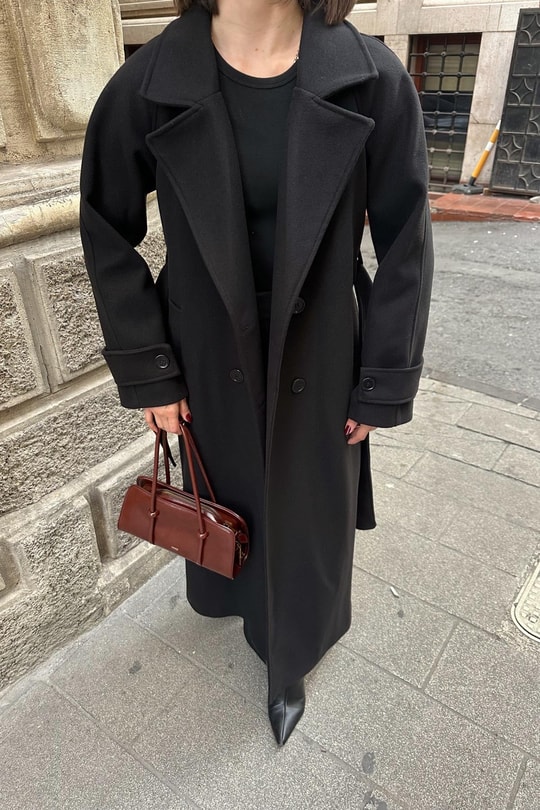 Premium Kaşe Kaban Siyah