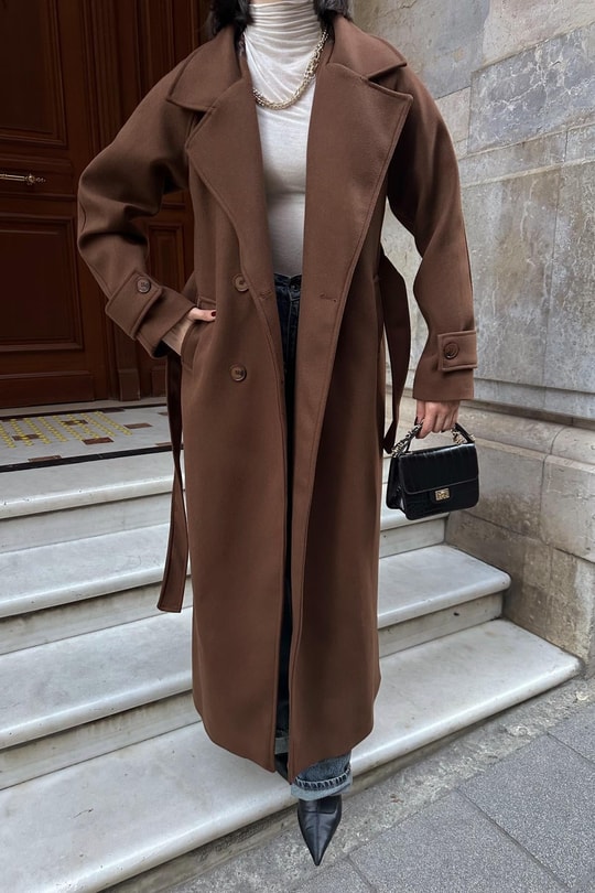 Premium Kaşe Kaban Taba