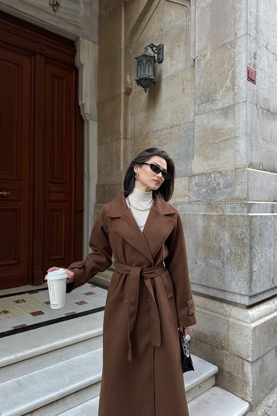 Premium Kaşe Kaban Taba