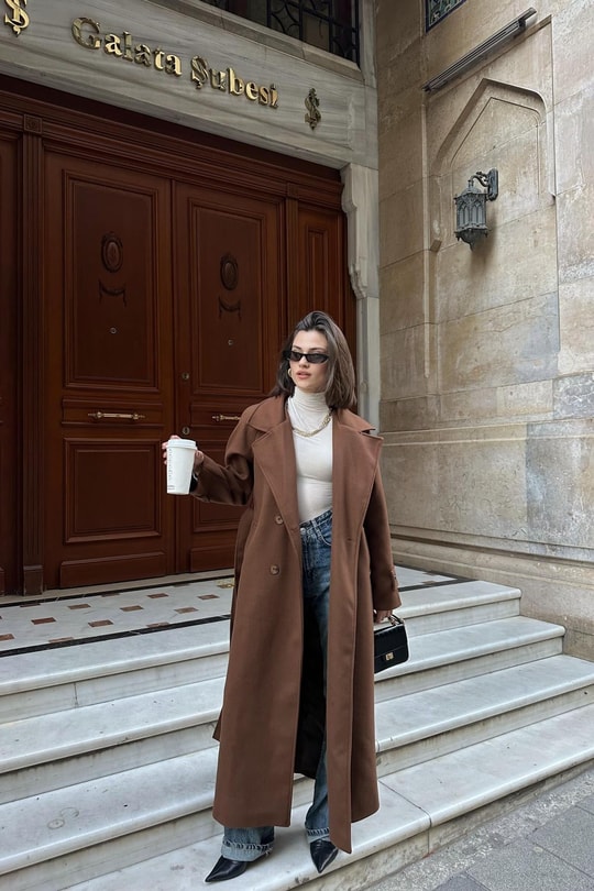 Premium Kaşe Kaban Taba