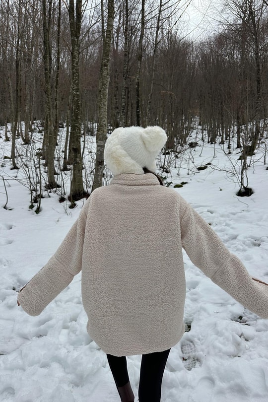 Teddy Fermuarlı Mont Taş