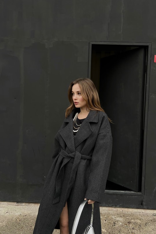 Zikzak Oversize Maxi Kaban Antrasit
