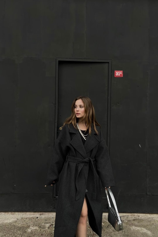 Zikzak Oversize Maxi Kaban Antrasit