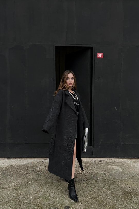 Zikzak Oversize Maxi Kaban Antrasit